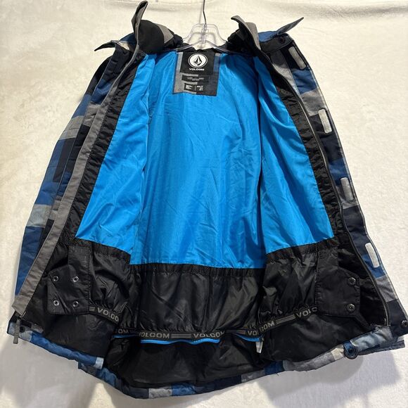 Volcom True to This Neolithic Insulated Jacket Kids Size Large Blue Gray Plaid - Picture 12 of 16